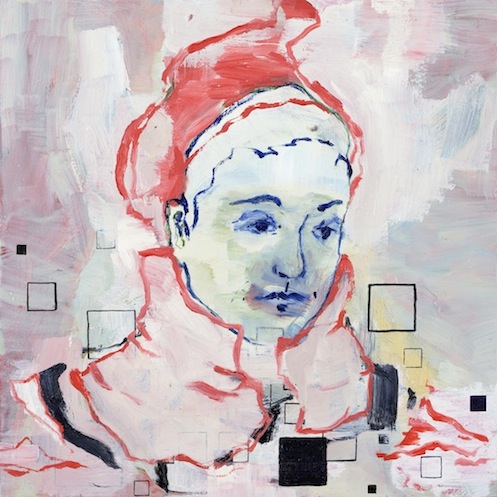 Claudia RÃ¶ÃŸger: CR mit roter MÃ¼tze, 2018, Ã–l auf Hartfaser 30 x 30 cm 
[Richtfest], 2018, oil on canvas, 
/Courtesy Josef Filipp Galerie

